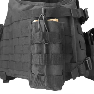 Close-up of side utility pouch attached to modular tactical vest