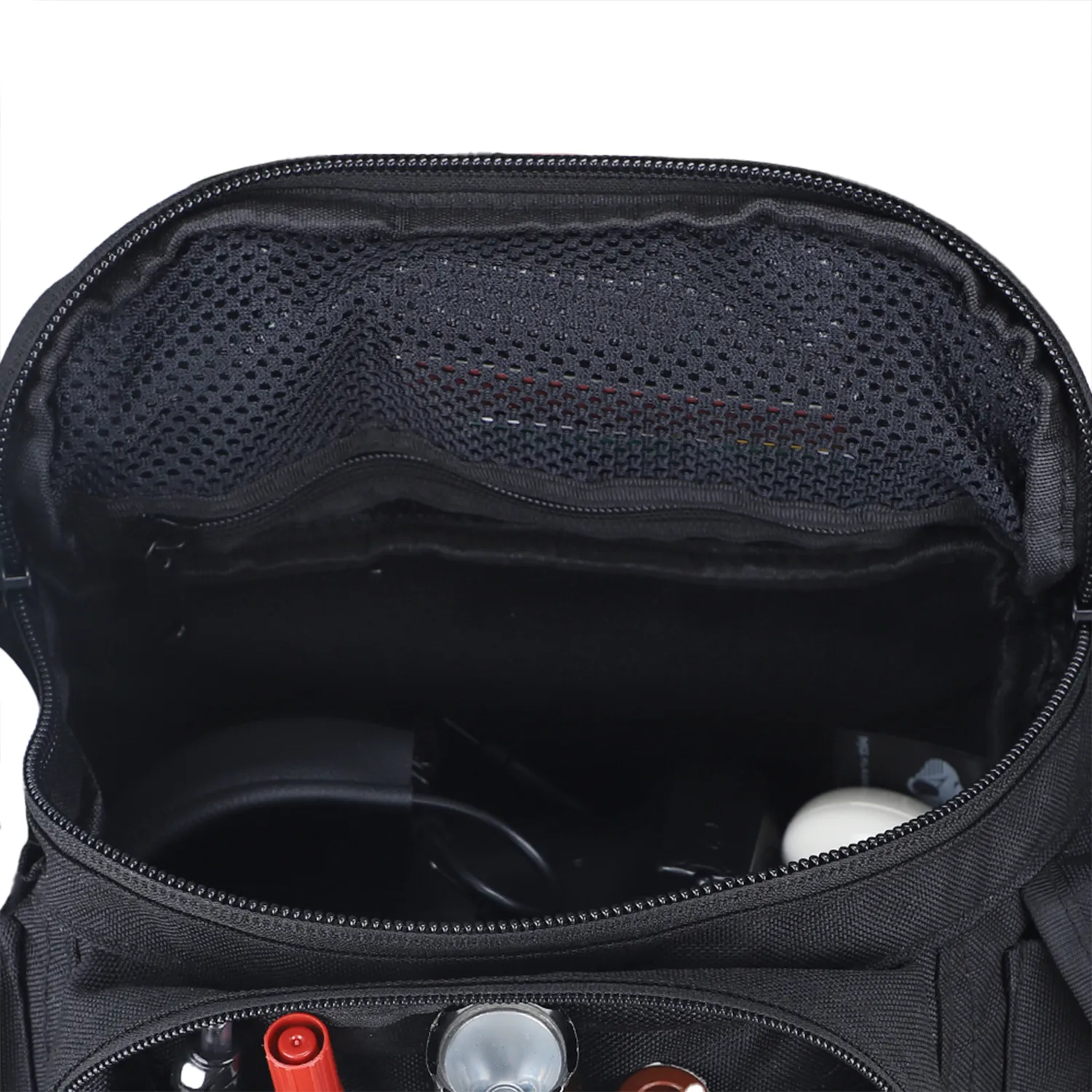 Main compartment interior of tactical waist bag with mesh pocket