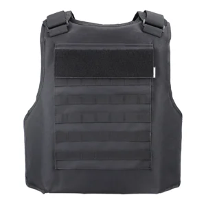 Black molle tactical vest back panel with hook-and-loop patch area