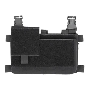 Black placard front view with loop closure panel and side attachment tabs