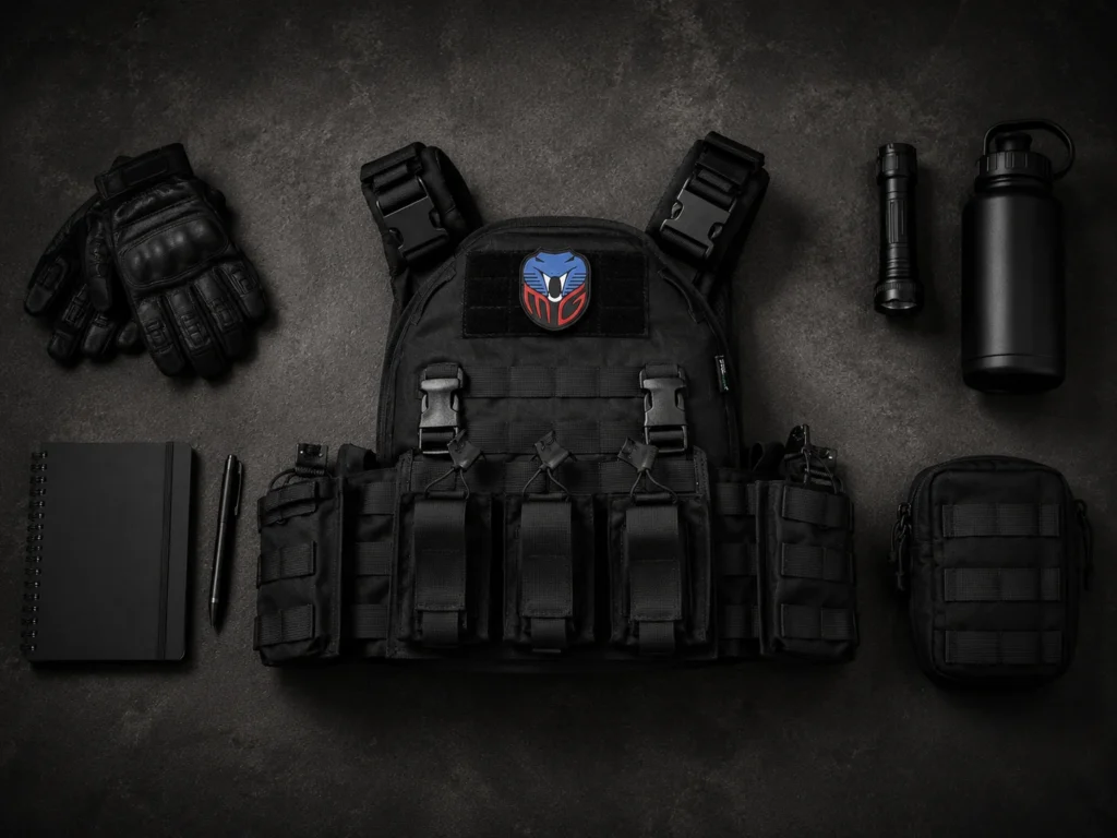 Adjustable tactical vest for airsoft and paintball gear setup