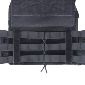 Rear view of tactical cummerbund with elastic bungee lacing and hook-and-loop attachment panel
